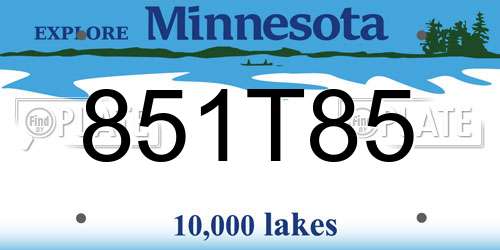 851T85 Minnesota License Plate