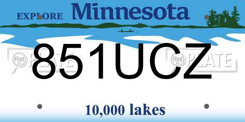 851UCZ Minnesota License Plate