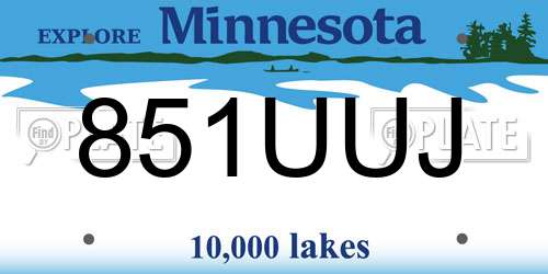 851UUJ Minnesota License Plate