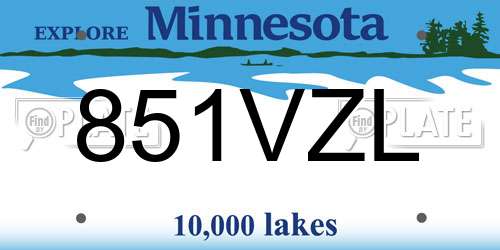 851VZL Minnesota License Plate
