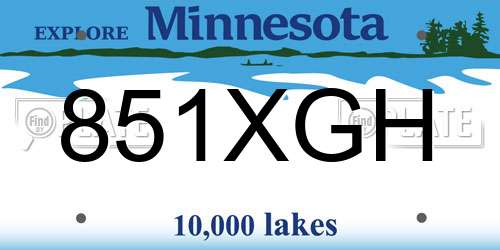 851XGH Minnesota License Plate