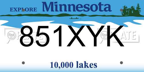 851XYK Minnesota License Plate