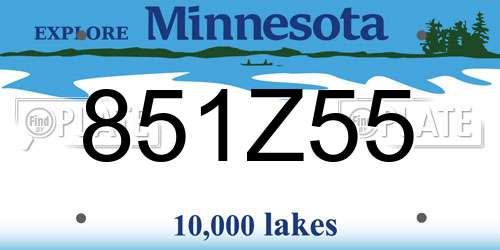 851Z55 Minnesota License Plate