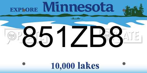 851ZB8 Minnesota License Plate