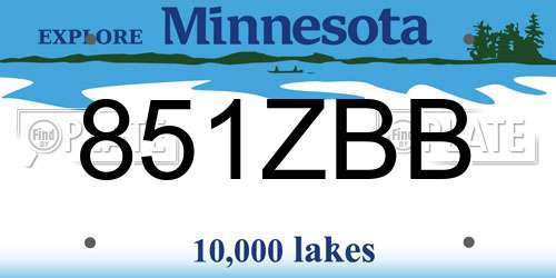 851ZBB Minnesota License Plate