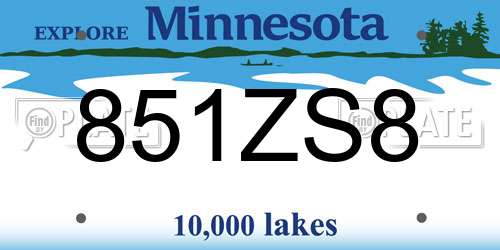 851ZS8 Minnesota License Plate