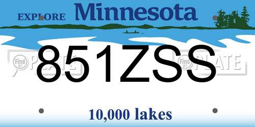 851ZSS Minnesota License Plate