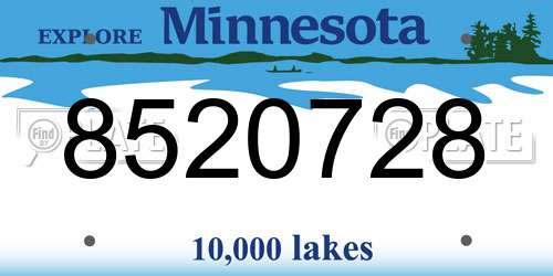 8520728 Minnesota License Plate