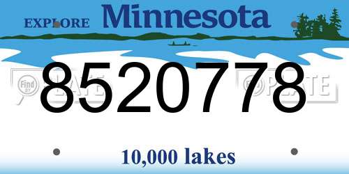 8520778 Minnesota License Plate