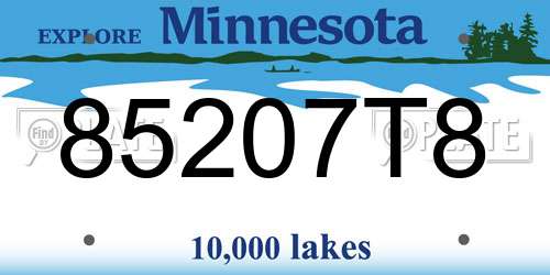 85207T8 Minnesota License Plate