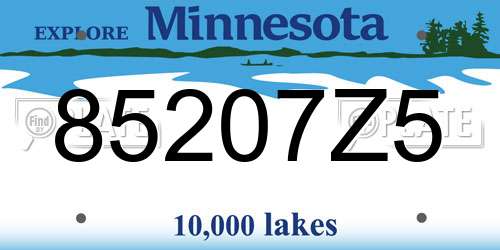 85207Z5 Minnesota License Plate
