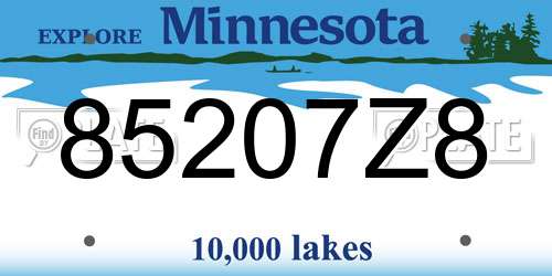 85207Z8 Minnesota License Plate