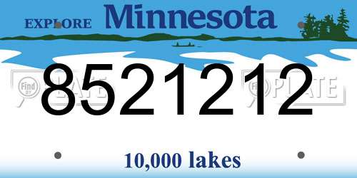 8521212 Minnesota License Plate
