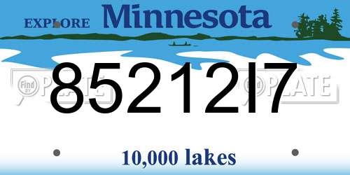 85212I7 Minnesota License Plate