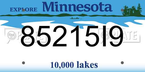 85215I9 Minnesota License Plate