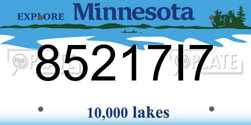 85217I7 Minnesota License Plate