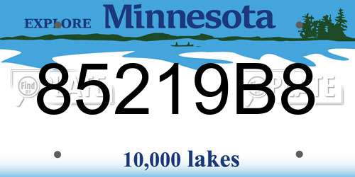 85219B8 Minnesota License Plate