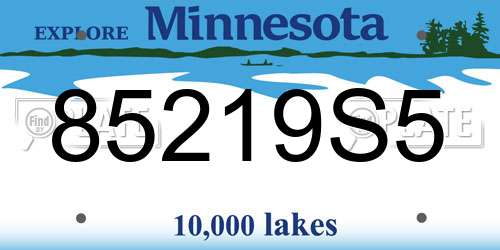 85219S5 Minnesota License Plate