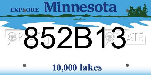 852B13 Minnesota License Plate
