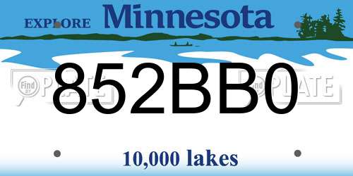 852BB0 Minnesota License Plate