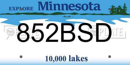 852BSD Minnesota License Plate