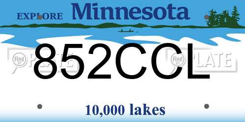 852CCL Minnesota License Plate