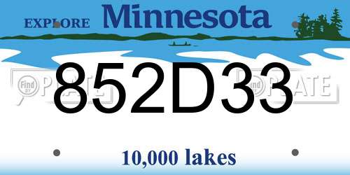 852D33 Minnesota License Plate