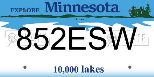 852ESW Minnesota License Plate