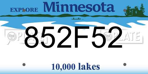 852F52 Minnesota License Plate