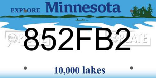 852FB2 Minnesota License Plate