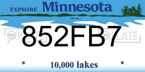 852FB7 Minnesota License Plate