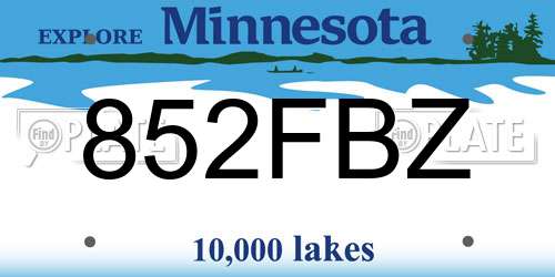 852FBZ Minnesota License Plate