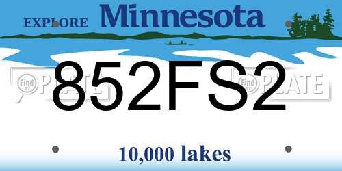 852FS2 Minnesota License Plate