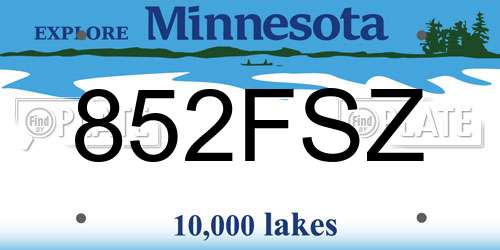 852FSZ Minnesota License Plate
