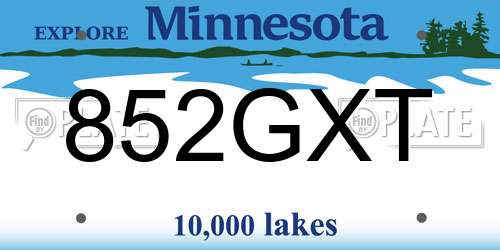 852GXT Minnesota License Plate