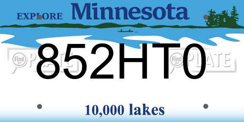 852HT0 Minnesota License Plate