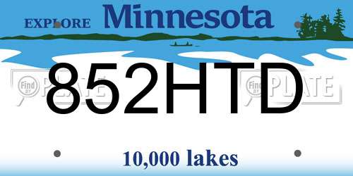 852HTD Minnesota License Plate