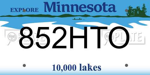 852HTO Minnesota License Plate