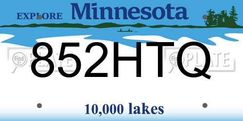 852HTQ Minnesota License Plate