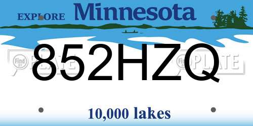 852HZQ Minnesota License Plate