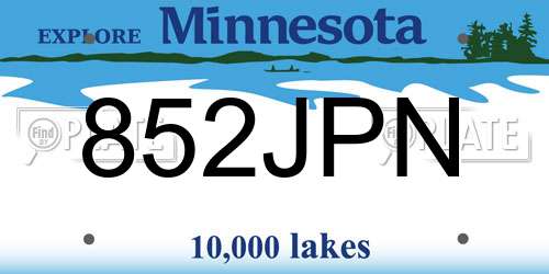 852JPN Minnesota License Plate