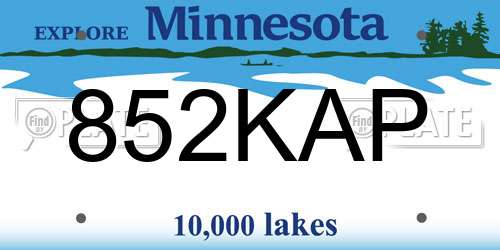 852KAP Minnesota License Plate