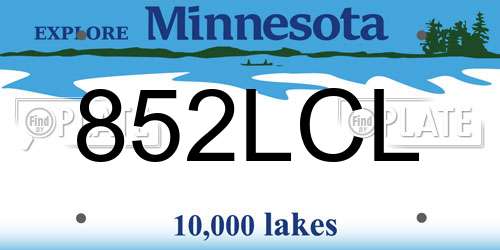 852LCL Minnesota License Plate