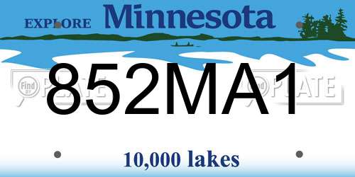852MA1 Minnesota License Plate
