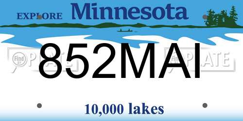 852MAI Minnesota License Plate