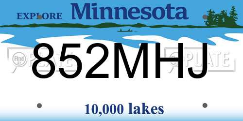 852MHJ Minnesota License Plate