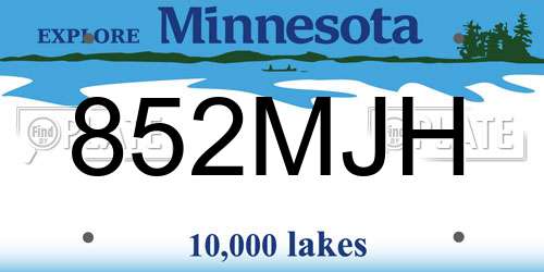 852MJH Minnesota License Plate