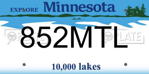 852MTL Minnesota License Plate