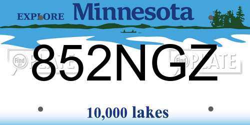 852NGZ Minnesota License Plate