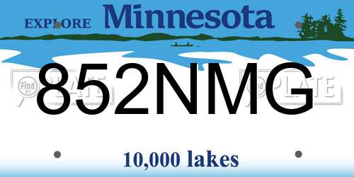 852NMG Minnesota License Plate